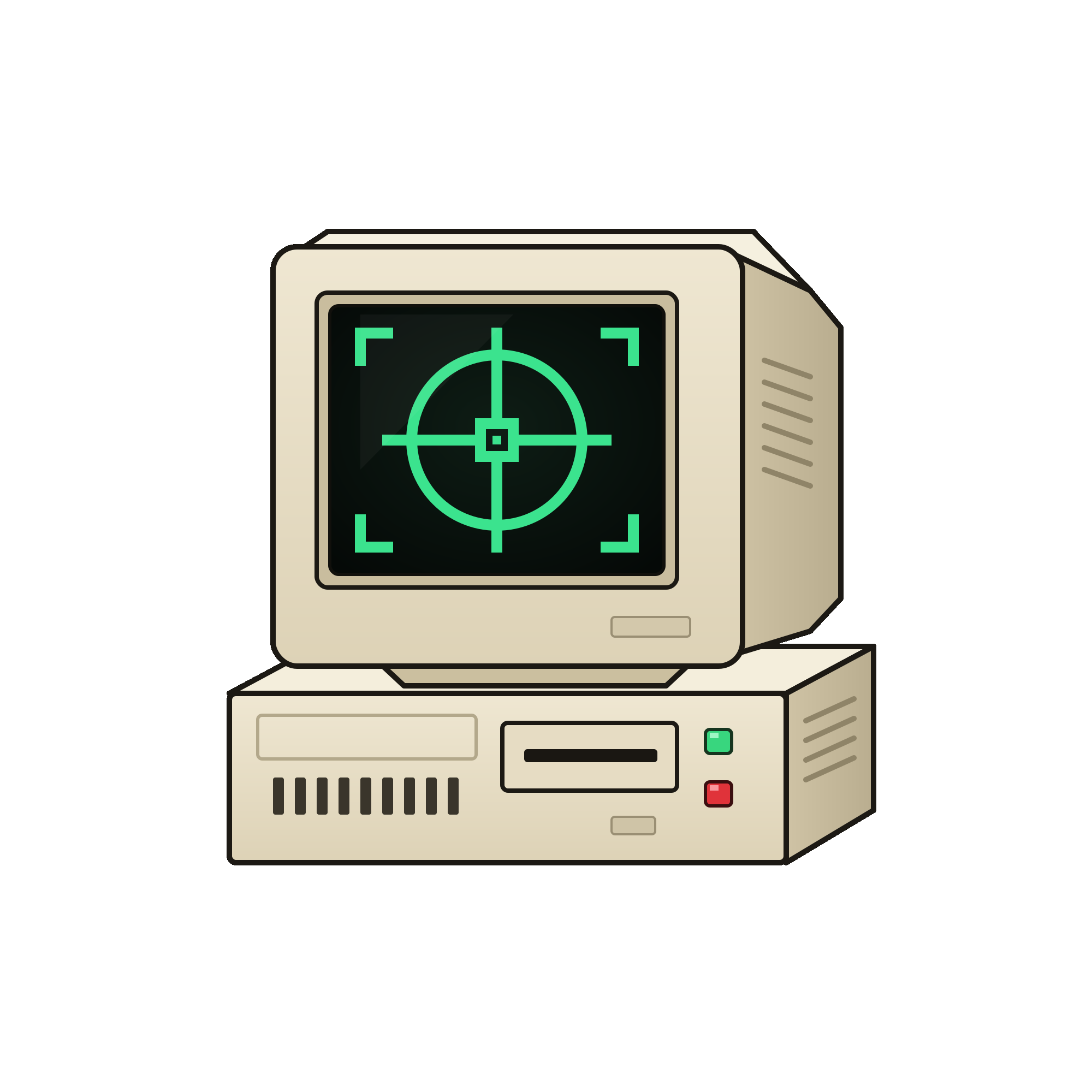 Retro computer with radar screen